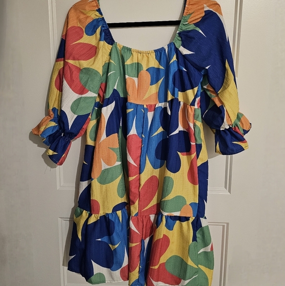 Peach Love Flowered Midi Dress sz medium - Picture 4 of 6